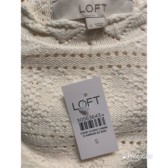 NWT LOFT Dot Stripe Pointelle Sweater Sz S $79.50! - Picture 4 of 4